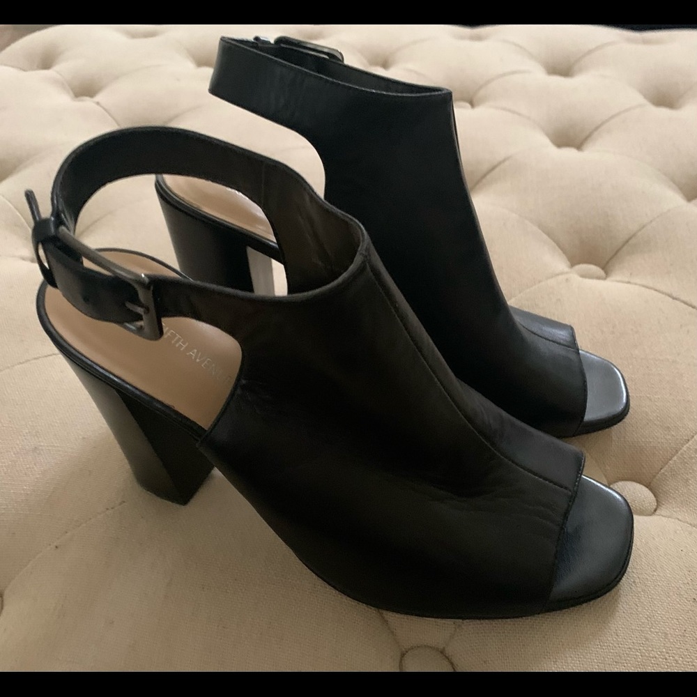 Genuine leather a black sleek black heels